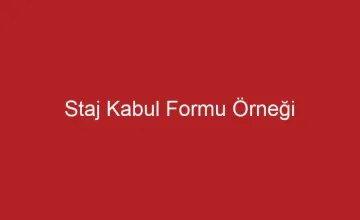 Staj Kabul Formu Örneği