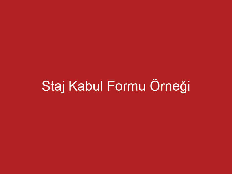 Staj Kabul Formu Örneği